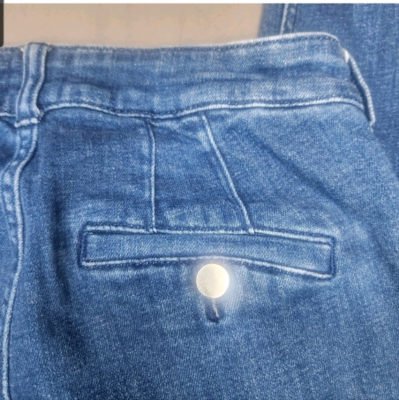 Maeve By Anthropologie Blue Denim Raw Hem Jeans Straight Leg Size 28 High Waist - Picture 10 of 10